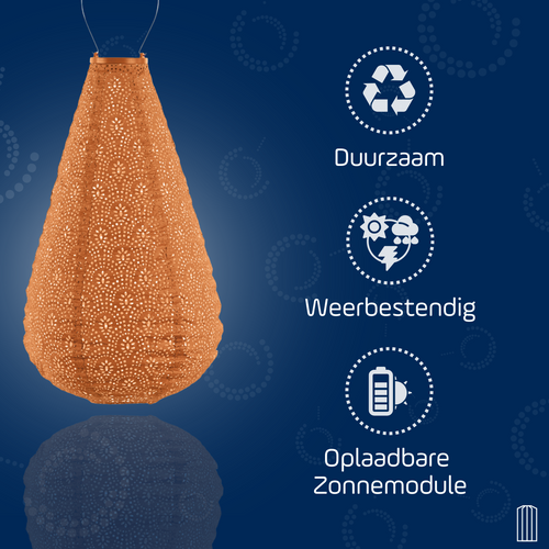 Lumiz solar lampion - fan drop - 28 cm - oranje