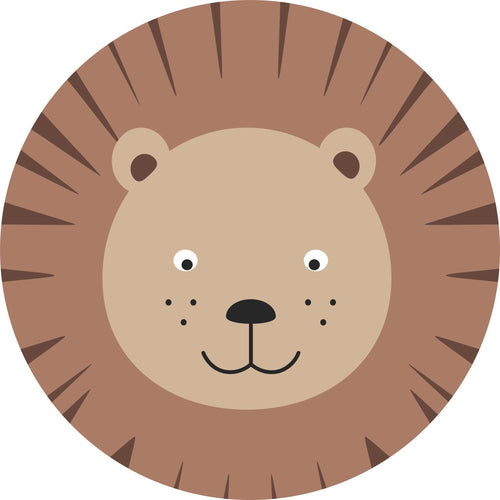 ESTAhome zelfklevende behangcirkel dierenkoppen bruin en beige - Ø 70 cm - 158975