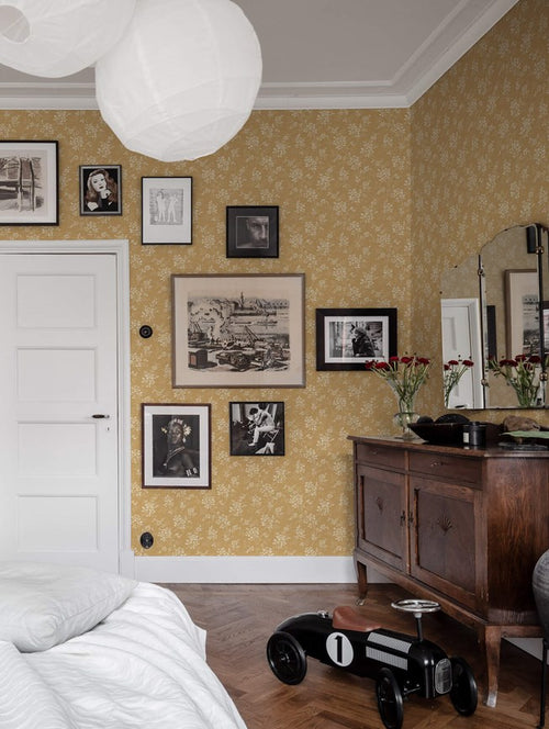 Borastapeter behang vintage bloemetjes geel - 53 cm x 10.05 m - 661034 - vtwonen shop