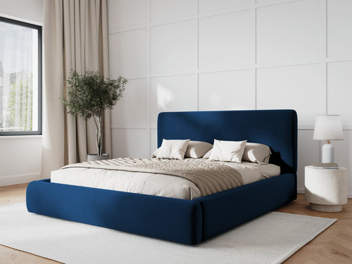 Cosmopolitan Design Opbergbed met hoofdeinde Colonel 140x200cm, flueel, koningsblauw - 220x160x100cm