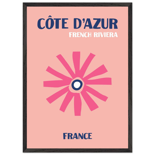 Artfulprints Poster met Lijst Frankrijk - Cote d'Azur   - 50x70 cm - Roze