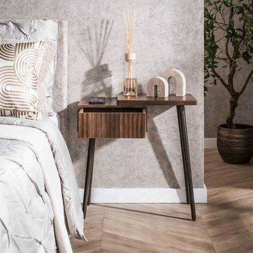 Giga Meubel Nachtkastje Carve Rechts - Bruin Acaciahout - 60x30x60cm - vtwonen shop