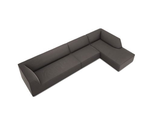 Micadoni rechter hoekbank Ruby 5-zits, flueel, donkergrijs - 180x366x69cm