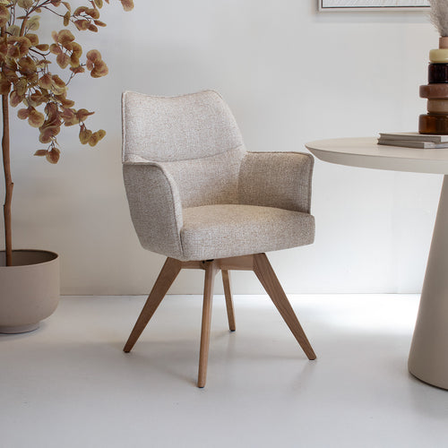 DÉJA Living Eetkamerstoel Zayn - Beige/Naturel - Draaibaar - Set van 2