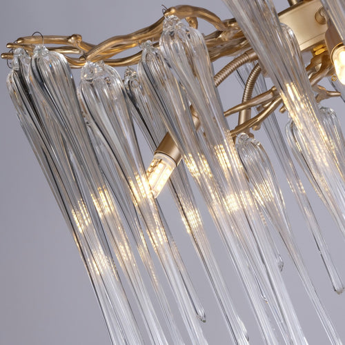 Searchlight Heritage 5-lichts plafondhanger, goudkleurig metaal en heldere glazen druppels