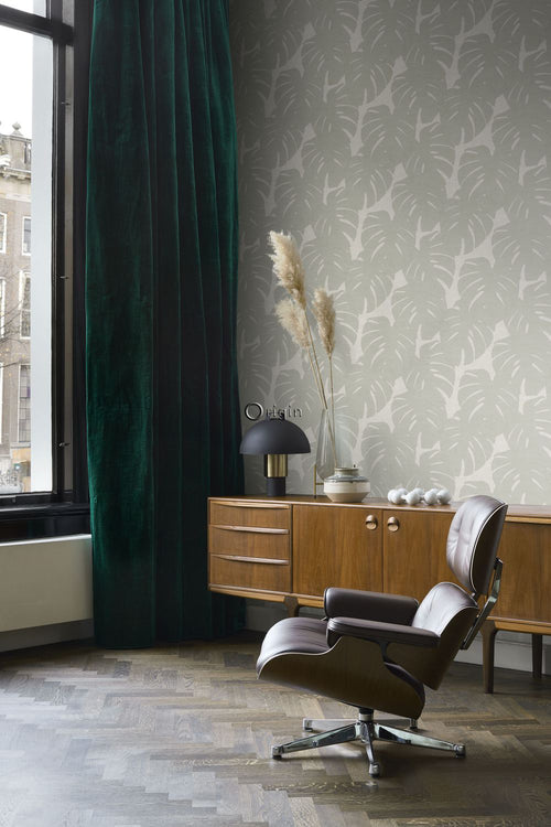 Origin Wallcoverings behang bladeren met geweven structuur donker beige - 0,53 x 10,05 m - 347761 - vtwonen shop