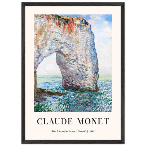 Artfulprints Poster met Lijst Claude Monet - The Manneport near Étretat   - 50x70 cm - Lichtblauw