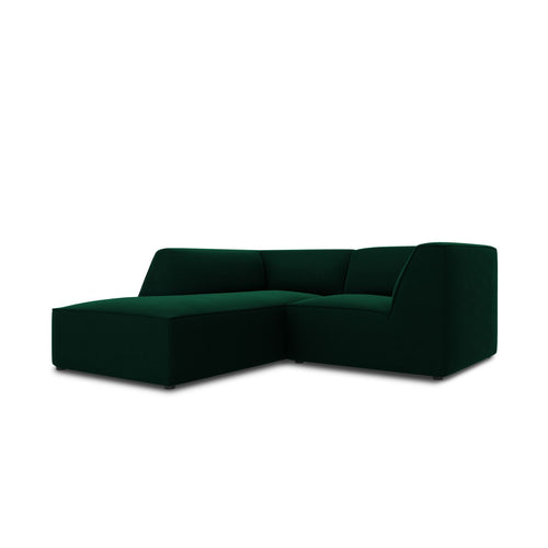 Cosmopolitan Design - Modulaire hoekbank links Siena 3-zits, flueel flessengroen - 180x186x69cm
