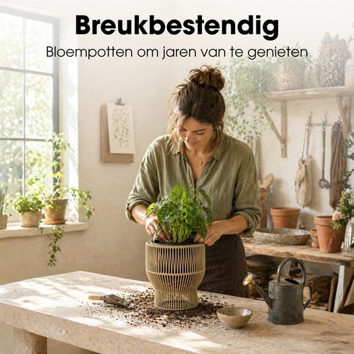 Mica Decorations Peta Bloempot op Standaard voor Buiten – Set van 3 – Plantenpot voor Bloemen en Buitenplanten – Bloempotten voor Buiten – Groen