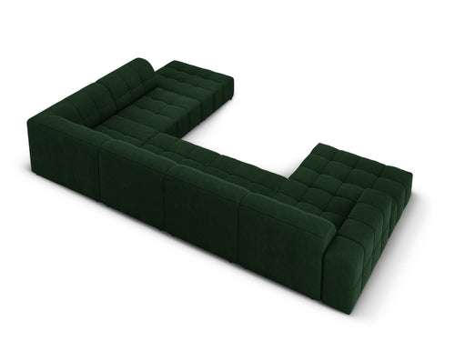 Cosmopolitan Design Panoramische hoekbank rechts Chicago 7-zits, flueel flessengroen - 263x375x78cm
