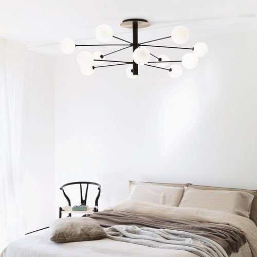 Ideal Lux COSMOPOLITAN 12 Arm Multi Arm Semi Flush Plafondlamp Zwart