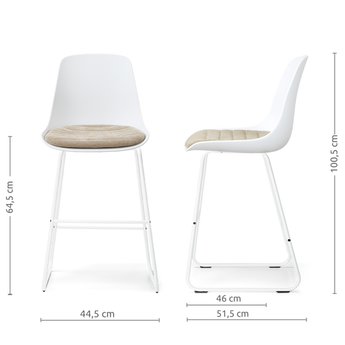 Nolon Nino-Liv barkruk wit met nougatbruin zitkussen - wit onderstel - 75 cm