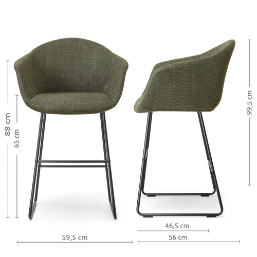 Nolon Nino-Otis barkruk forestgroen - zwart onderstel - 65 cm - vtwonen shop