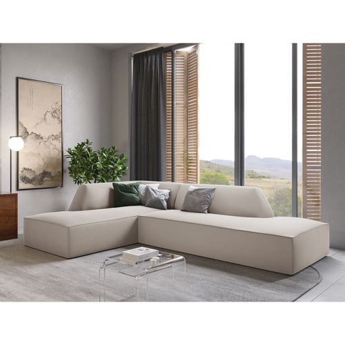 Cosmopolitan Design - Modulaire hoekbank links Siena 4-zits, flueel beige - 180x273x69cm