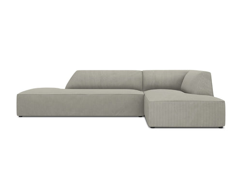 Micadoni rechter hoekbank Ruby 4-zits, ribfluwelen, lichtgrijs - 180x273x69cm