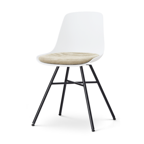 Nolon Noa-Liv eetkamerstoel wit met nougatbruin zitkussen - zwart onderstel