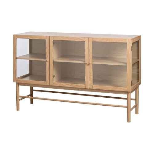 Olivine Boris Eikenhouten Dressoir met Glazen Deuren - B 140 - Naturel - vtwonen shop