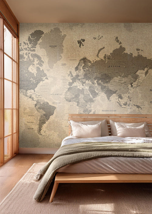 Sanders & Sanders fotobehang wereldkaart beige en bruin - 360 x 270 cm - 600498 - vtwonen shop