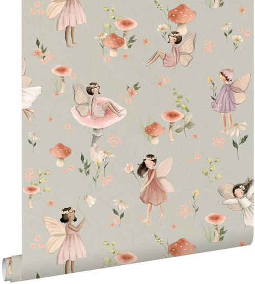 ESTAhome behang elfjes roze en blauwgroen - 50 x 900 cm - 131339