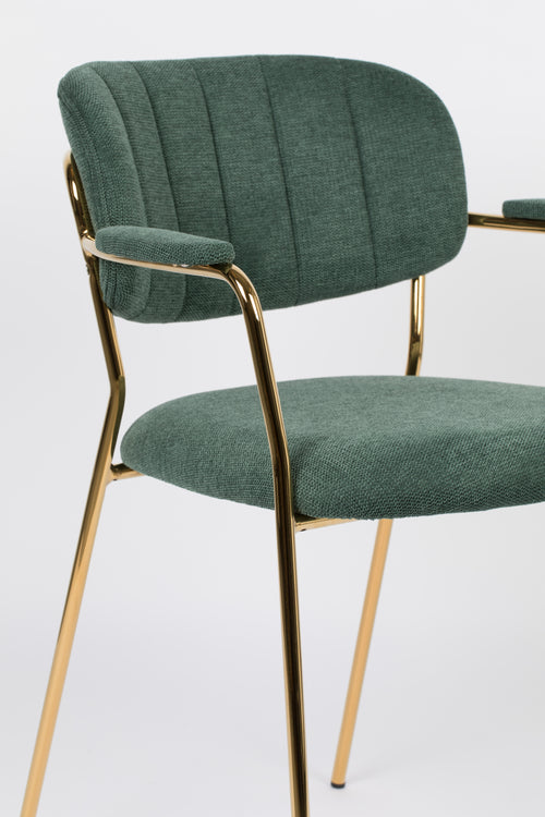 Housecraft Living Jolien Eetkamerstoelen armleuning Goud/Dondergroen - Set van 2 - vtwonen shop