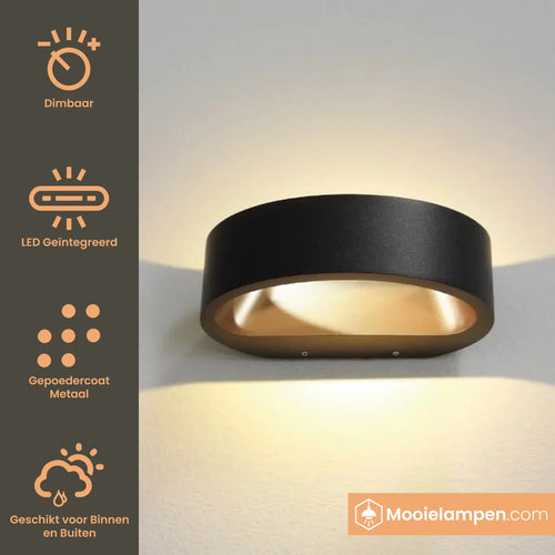 Artdelight Wandlamp Sharp - Zwart/Mat Goud