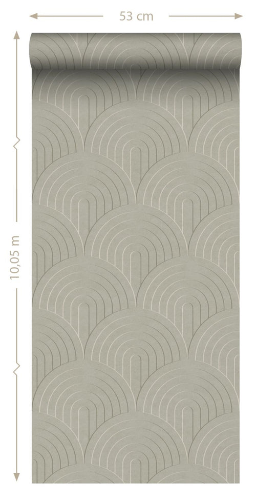 ESTAhome behang 3D-motief vergrijsd groen - 53 cm x 10.05 m - 131111