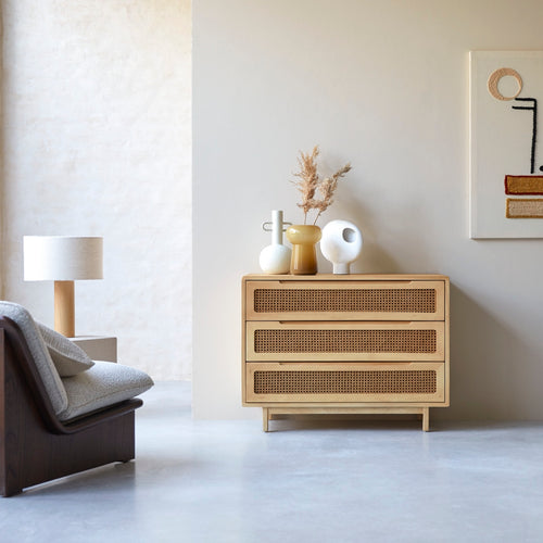 Tikamoon Ladekast van massief iepenhout en vlechtwerk - Naturel - vtwonen shop