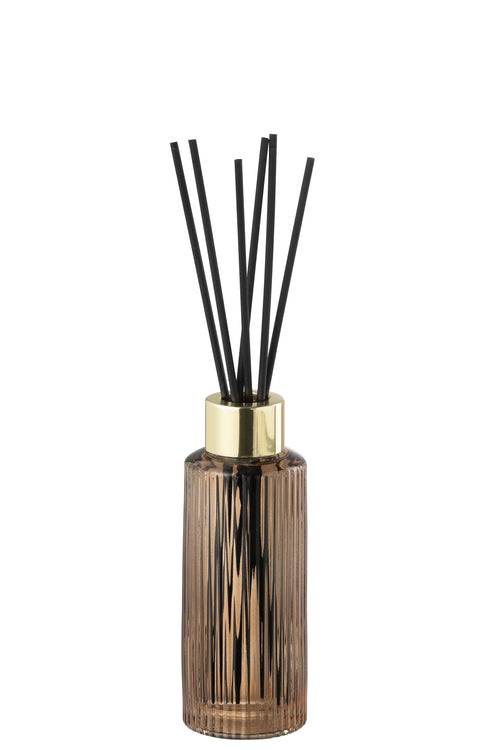 J-Line geurolie + stokjes Nordic Vetiver - glas - amber - small - vtwonen shop