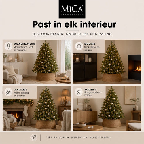 Mica Decorations Kerstboomrok H28 x D75 cm - Kerstboommand - Bruin - Gevlochten Zeegras