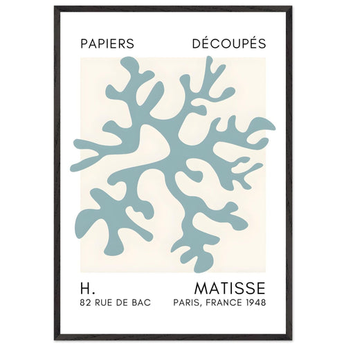 Artfulprints Poster met Lijst Matisse – Dreamy coral flower turquoise   - 70x100 cm - Turquoise
