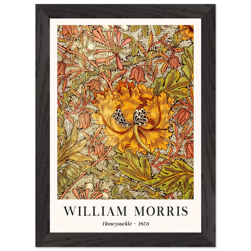 Artfulprints Poster met Lijst William Morris - Honeysuckle II 1876   - A4 21x29.7 cm - Oranje