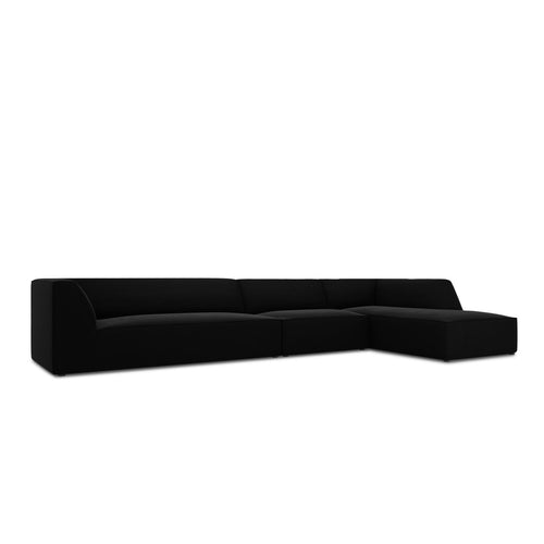 Cosmopolitan Design - Modulaire hoekbank rechts Siena 5-zits, flueel zwart - 180x366x69cm