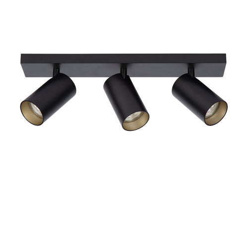 Atmooz plafondlamp Era 3 - zwart - goud binnenin - 42 x 13 x H 12 cm - GU10
