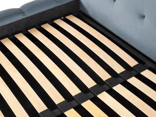 Cosmopolitan Design Opbergbed met dubbel hoofdbord Bali 200x200cm, flueel, lichtblauw - 230x350x100cm
