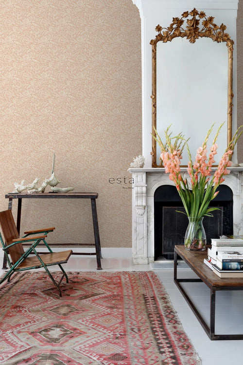 ESTAhome behang vintage bloemen terracotta roze - 53 cm x 10.05 m - 139427