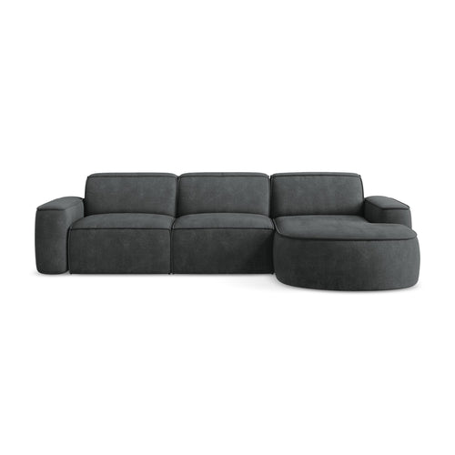 LaMiaSofa hoekbank rechts Melissa - chenille stof - donkergrijs - 284x166x70
