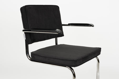 Zuiver Ridge Rib Armstoel Zwart - Set van 2 - vtwonen shop