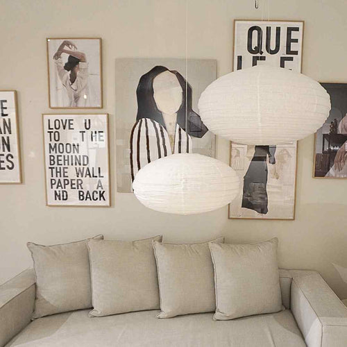 MÔMÉ Hanglamp Ellips - off white - linnen - XL - Ø 60 cm / H 30 cm - vtwonen shop