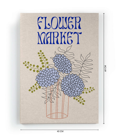 Canvas 60x40 Afdruk Blauwe Bloemenmarkt