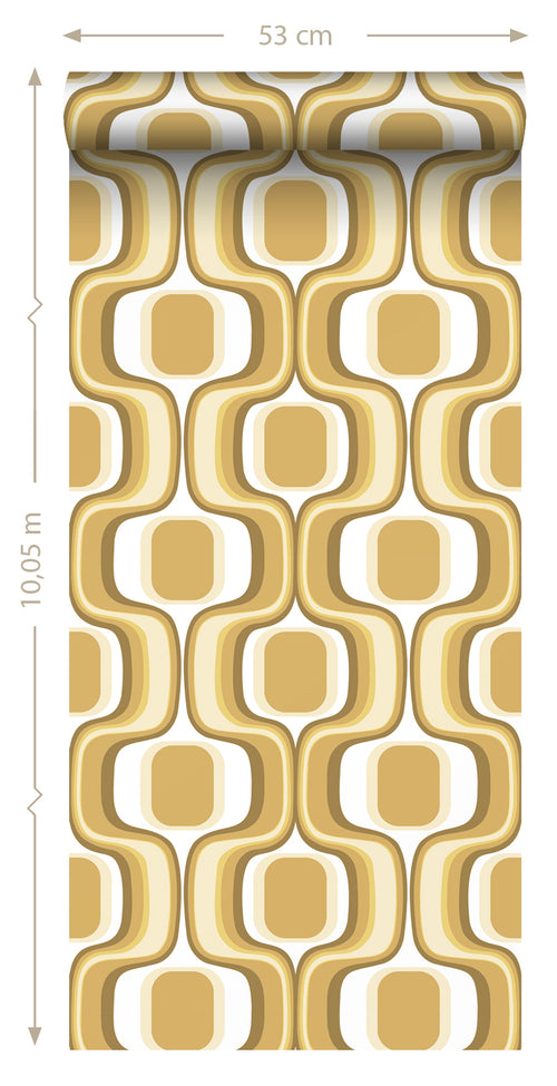 ESTAhome behang retro ornamenten okergeel en bruin - 50 x 900 cm - 131584 - vtwonen shop