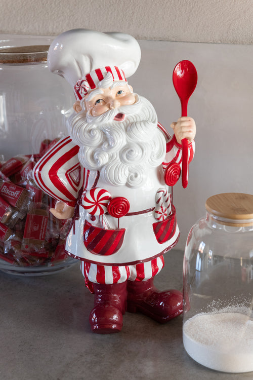 J-Line figuur Kerstman Kook - polyresin - rood/wit