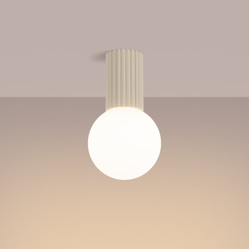Sollux Lighting Plafondlamp HALO beige IP44 - 12x12x21cm