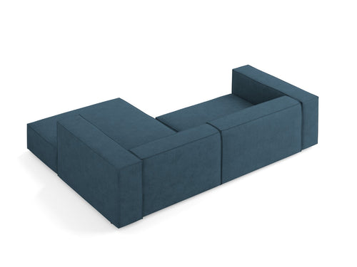 Cosmopolitan Design rechter hoekbank Arendal 3-zits, chenille met ribbeleffect, marineblauw - 166x224x70cm