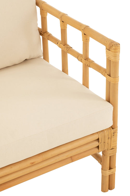 J-Line stoel Elise + kussen - rotan/textiel - naturel/wit