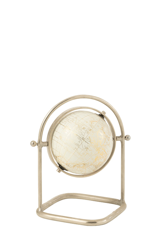 J-Line wereldbol - metaal/papier - wit/goud - small - vtwonen shop