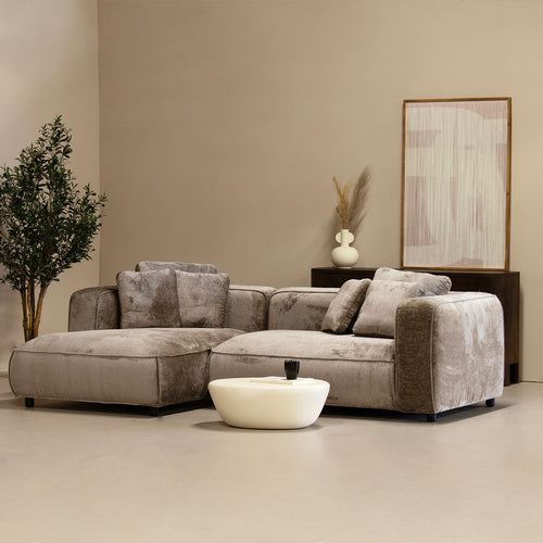 Giga Meubel Chaise Longue Bank Nantes - 3-Zits - Links - Taupe