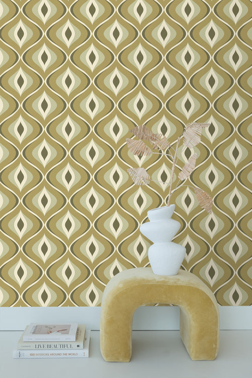 ESTAhome behang retro ornamenten vergrijsd groen - 50 x 900 cm - 130987 - vtwonen shop