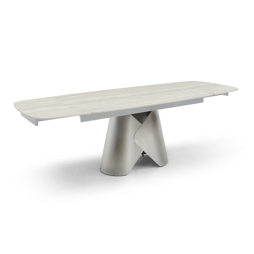 Premium Interiors - Uitschuifbare eettafel LACE - travertijnkeramiek travertijn 240cm