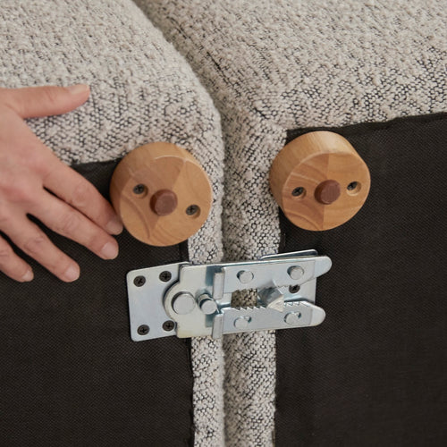 Tikamoon Modulaire hoekfauteuil van massief acaciahout en grijze stof - Grijs - vtwonen shop