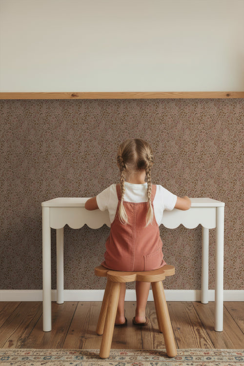 ESTAhome behang bloemetjes donker terracotta roze - 53 cm x 10.05 m - 131231